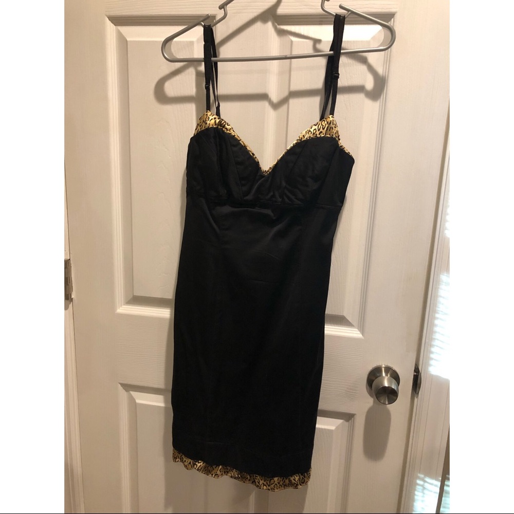 Black and leopard print cocktail dress